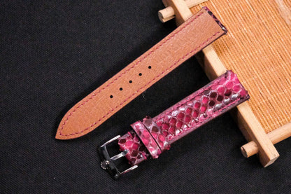 BESPOKE BLACK PINK PYTHON LEATHER WATCH STRAP HDPS26