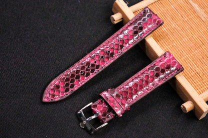 BESPOKE BLACK PINK PYTHON LEATHER WATCH STRAP HDPS26