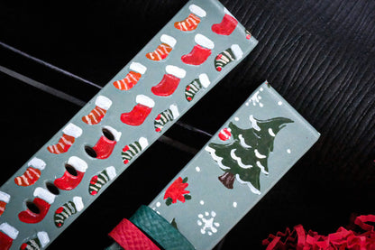 Christmas tree hand painted leather watch strap HDCLE82