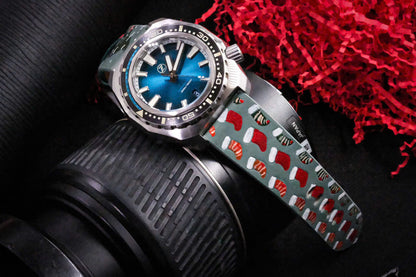 Christmas tree hand painted leather watch strap HDCLE82