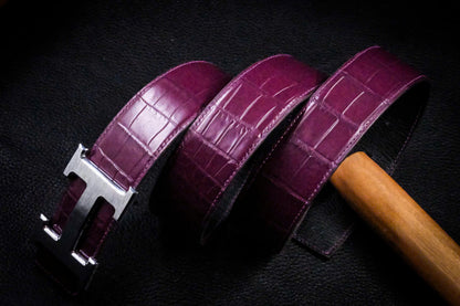 BESPOKE GENUINE PURPLISH RED CROCODILE LEATHER MAN BELT HDBE22
