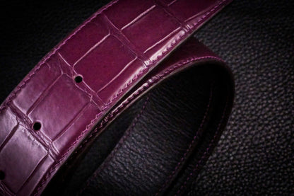 BESPOKE GENUINE PURPLISH RED CROCODILE LEATHER MAN BELT HDBE22