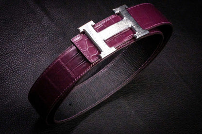 BESPOKE GENUINE PURPLISH RED CROCODILE LEATHER MAN BELT HDBE22