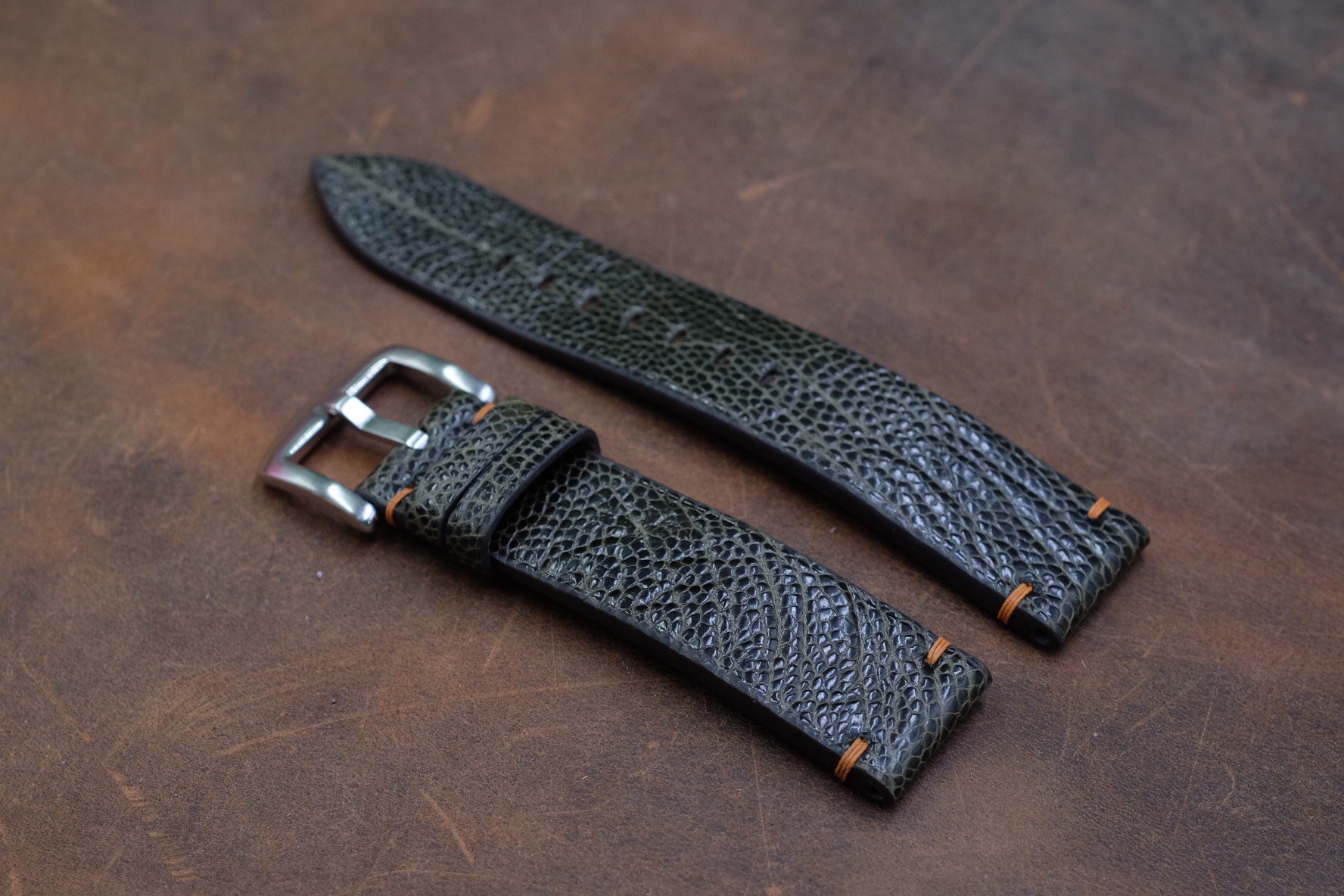 Tan Leather watch strap- Ostrich leg skin, 20mm lug width
