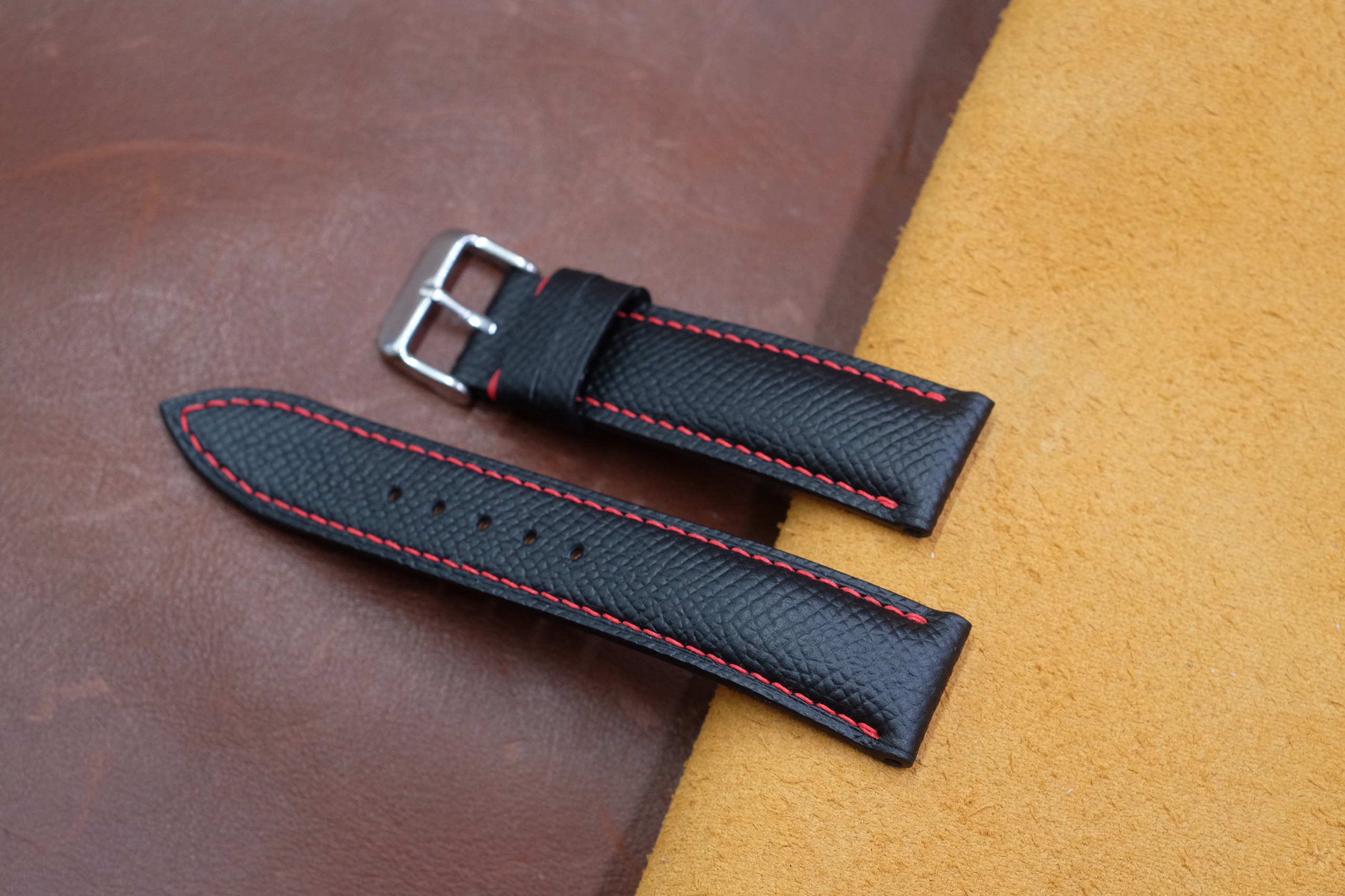 20mm black epsom leather ready to wear watch strap RWES28