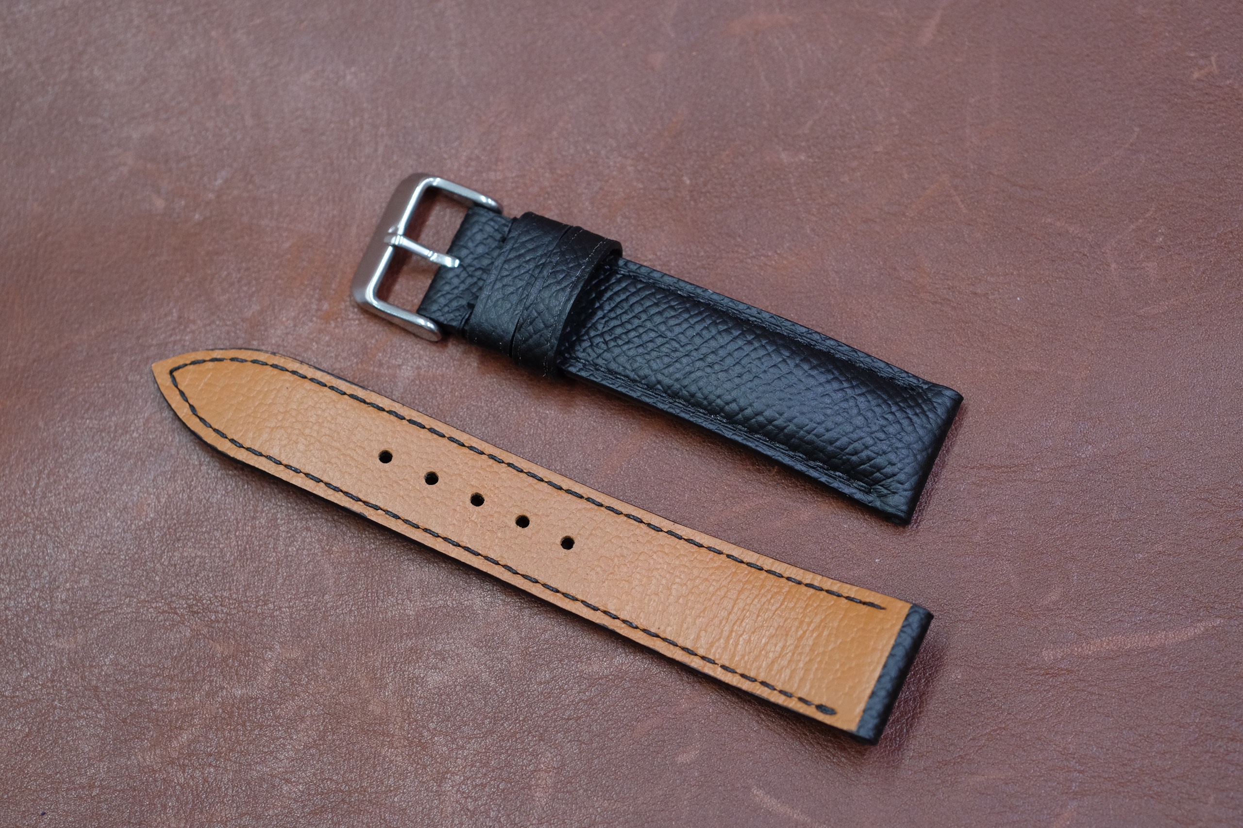 Epsom Black Leather Watch Strap