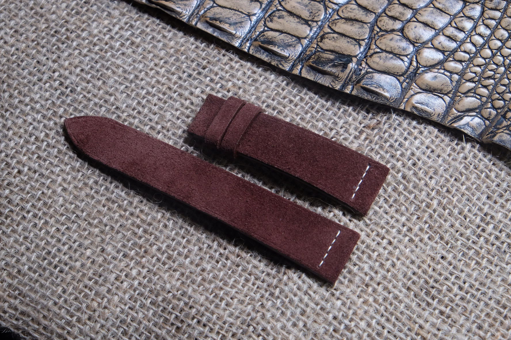 Brown Suede leather watch strap HDSD01